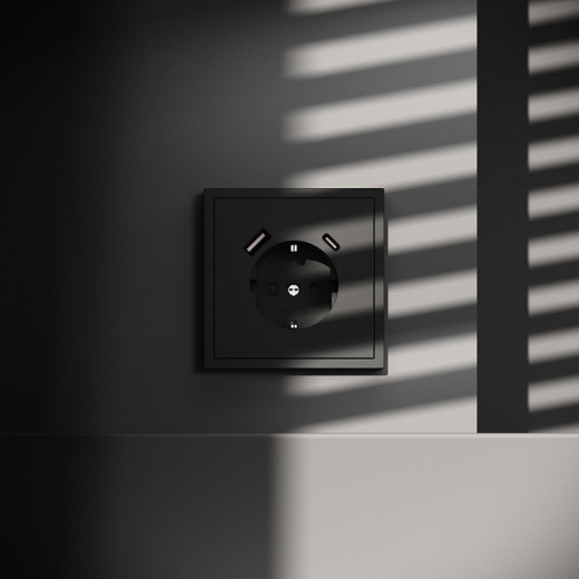 Розетка с заземлением и со шторкой и 2хUSB type A и C, без рамки Voltum S70 VLS040508