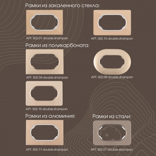 Розетка двойная с заземлением, без рамки Arte Milano am-202 202.40-2.shampan