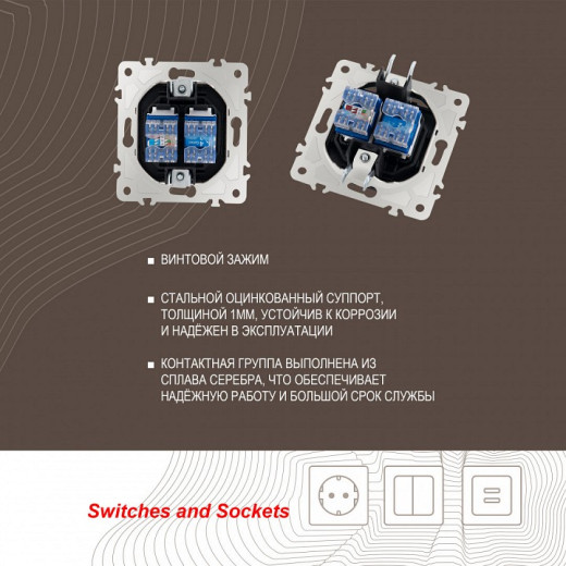Розетка двойная RJ-11 и Ethernet RJ-45, без рамки Arte Milano am-203 203.44-1.black