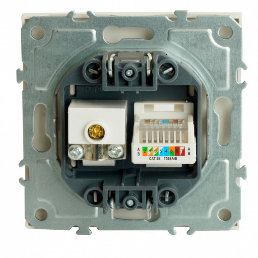 ТВ-розетка и розетка Ethernet RJ-45 без рамки Stekker RST00-5106-01 49872