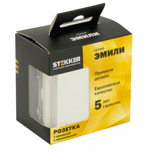 Розетка без заземления и со шторкой, без рамки с крышкой Stekker RST16-5112-01 49881