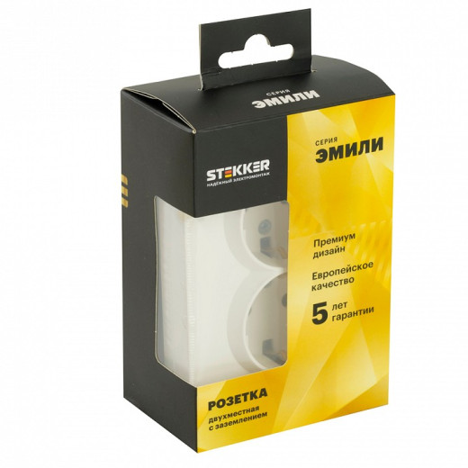 Розетка двойная без заземления и со шторкой, без рамки Stekker RST16-5114-01 49882