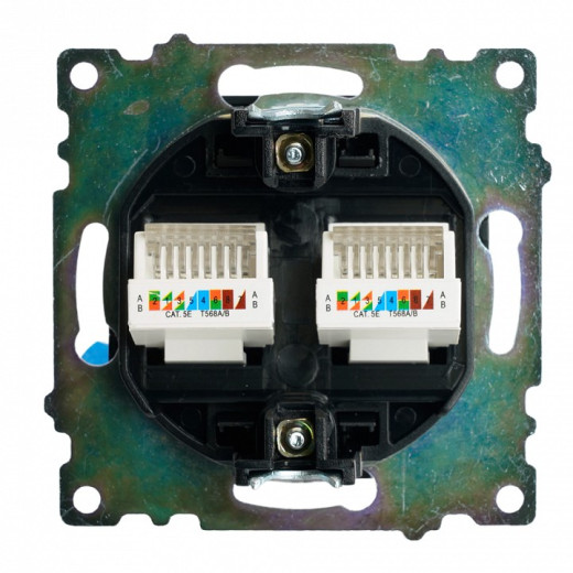 Розетка двойная Ethernet RJ-45 без рамки Stekker Катрин 50007