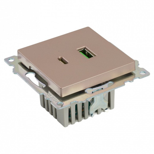 Розетка 2хUSB type A и C без рамки Stekker Катрин 50056