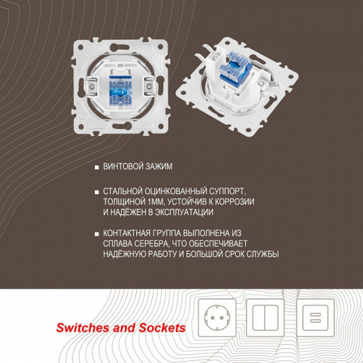 Розетка телефонная RJ-11 без рамки Arte Milano am-202 202.51-1.white