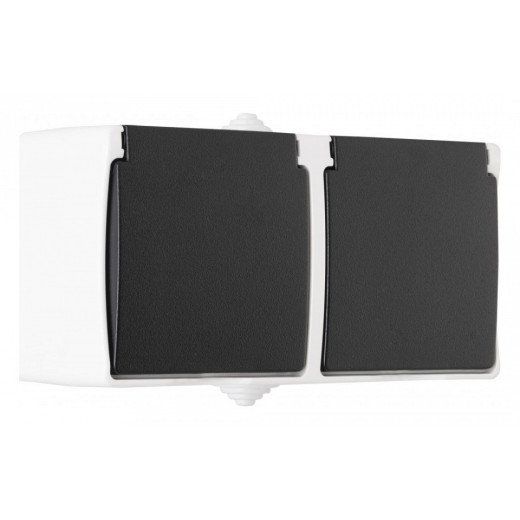 Блок с розетками влагозащищенными с заземлением и крышкой Arte Milano am-309 309.40-2.grey