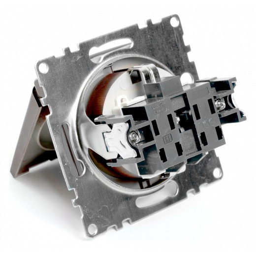 Розетка с заземлением и со шторками, без рамки с крышкой Stekker Катрин 49029