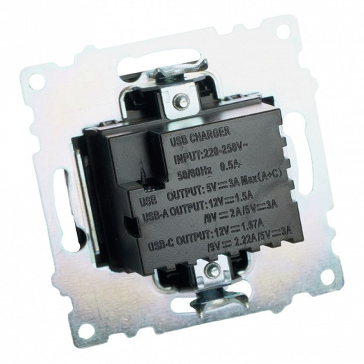 Розетка 2хUSB type A и C без рамки Stekker Катрин 50055