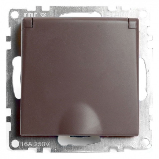 Розетка с заземлением и со шторками, без рамки с крышкой Stekker Катрин 49029