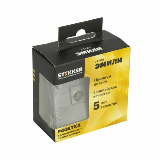 ТВ-розетка и розетка Ethernet RJ-45 без рамки Stekker Эмили 49950