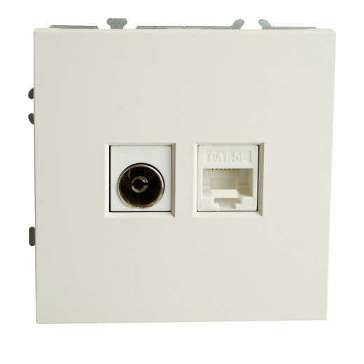 ТВ-розетка и розетка Ethernet RJ-45 без рамки Stekker RST00-5106-01 49872