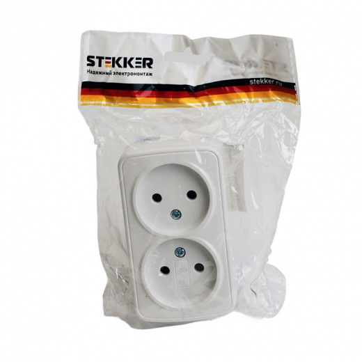 Розетка двойная без заземления Stekker Basic 50075
