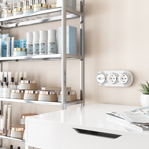 Розетка с заземлением Werkel Vintage (белый матовый/хром) W5871050