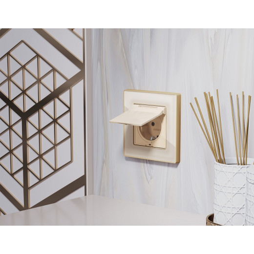 Накладка для розетки влагозащищенной с заземлением и со шторками с крышкой Ambrella Volt Quant AP3080