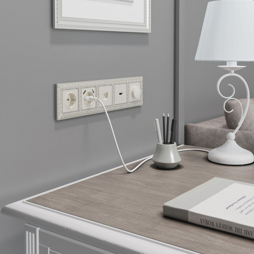 Розетка телефонная RJ-11 без рамки Werkel перламутровый рифленый W1182013