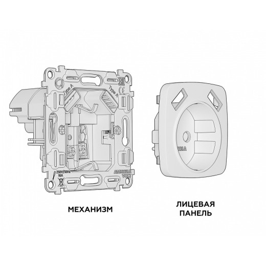 Розетка с заземлением и 2хUSB type A, без рамки Ambrella Volt Quant MO209010