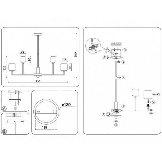 Люстра на штанге Ambrella Light LH LH53019