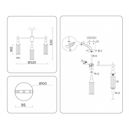 Люстра на штанге Ambrella Light LH LH55256