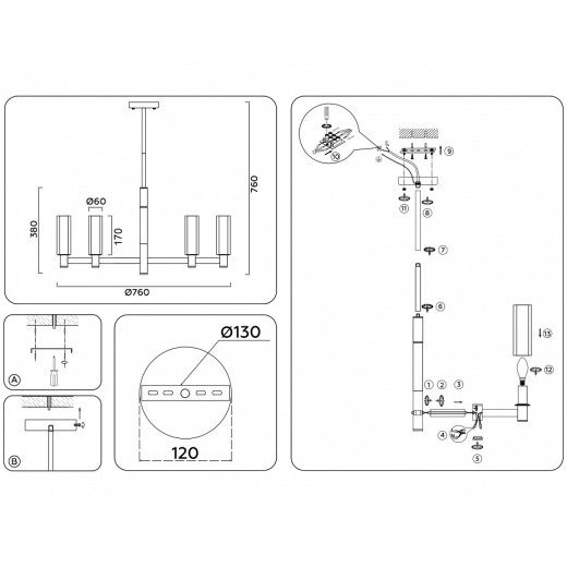 Люстра на штанге Ambrella Light LH LH55503