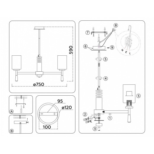 Люстра на штанге Ambrella Light HIGH LIGHT LH56263