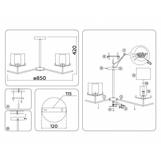 Люстра на штанге Ambrella Light HIGH LIGHT LH57002