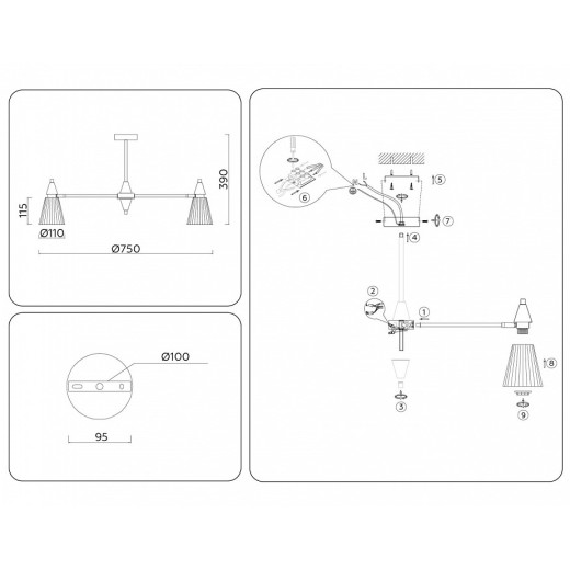 Люстра на штанге Ambrella Light LH LH58116