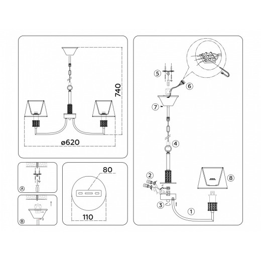 Подвесная люстра Ambrella Light HIGH LIGHT LH71214