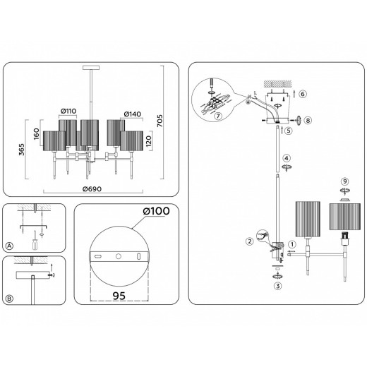 Люстра на штанге Ambrella Light LH LH72381