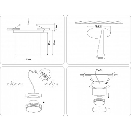 Встраиваемый светильник на штанге Ambrella Light TA TA1431