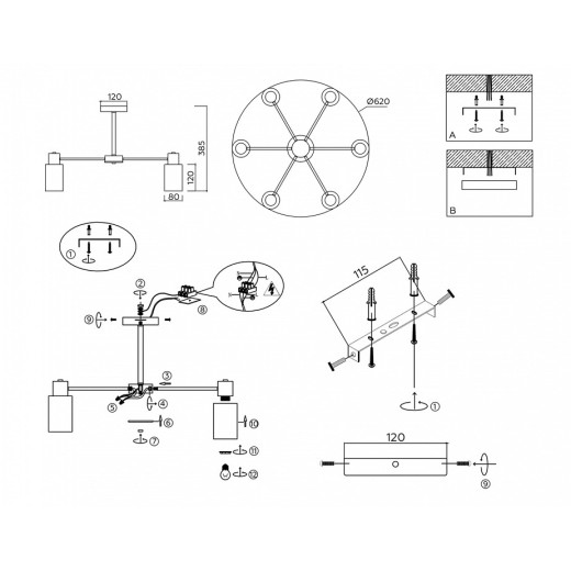 Люстра на штанге Ambrella Light TRADITIONAL TR9572