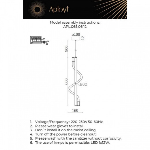 Подвесной светильник Aployt Luki APL.065.06.12