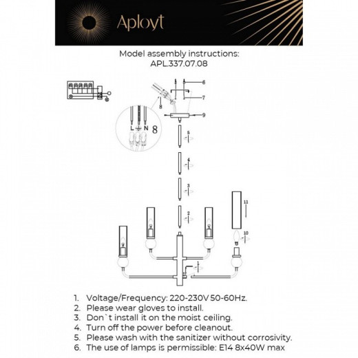 Люстра на штанге Aployt Izidora APL.337.07.08