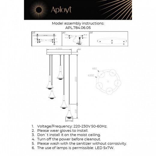 Подвесная люстра Aployt Agas APL.784.06.05
