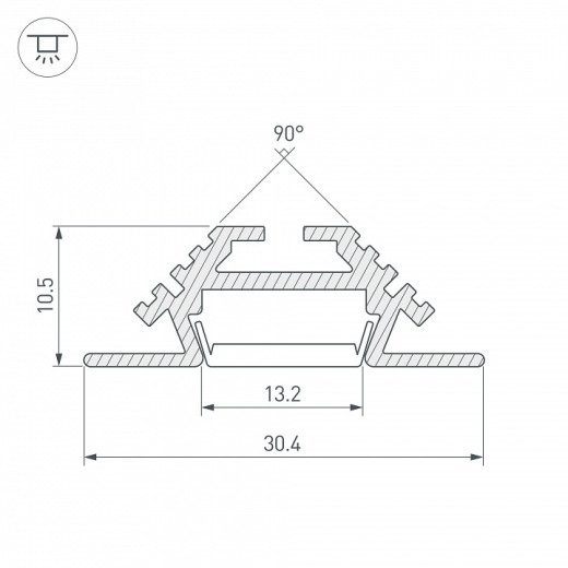 Профиль встраиваемый угловой внутренний Arlight PHS-V-2000 ANOD 013212