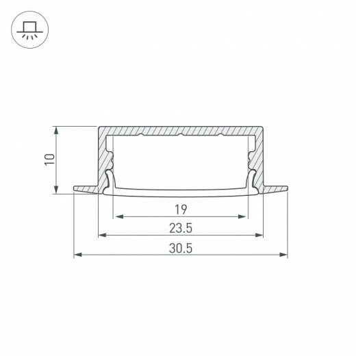 Профиль встраиваемый Arlight ARH-WIDE-F-H10-2000 ANOD 016186