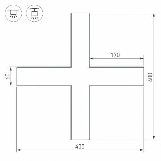 Соединитель угловой X-образный накладной Arlight S-LUX 030143