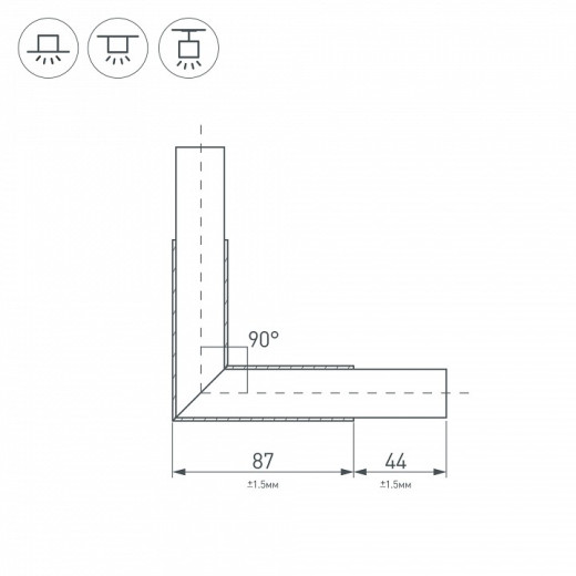 Соединитель угловой L-образный накладной Arlight KLUS 031268