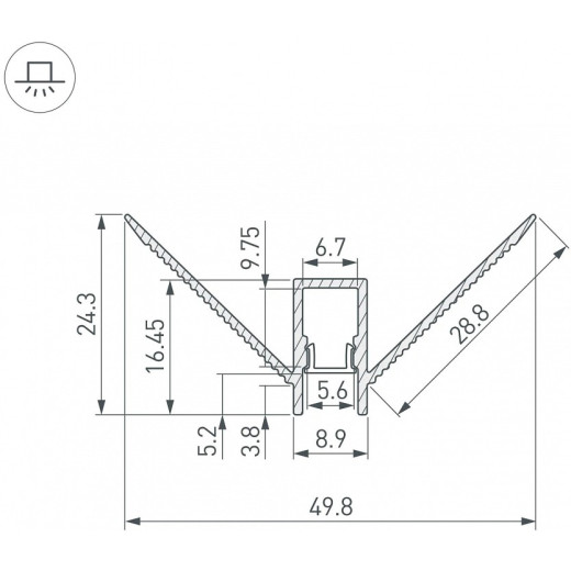 Профиль встраиваемый угловой внешний Arlight ARH-DECORE 043162