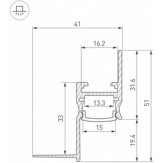 Профиль для контурной подсветки ГКЛ потолка Arlight ARH-CEIL 45554