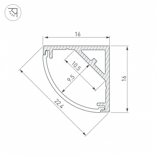 Профиль накладной угловой внутренний Arlight SL-KANT 053562