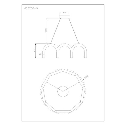 Подвесная люстра Arte Lamp Warhol A3258LM-45BK