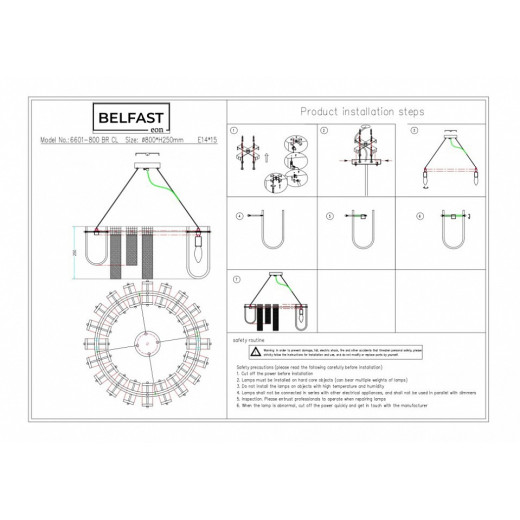 Подвесная люстра Belfast Severn 6601-800 BR CL