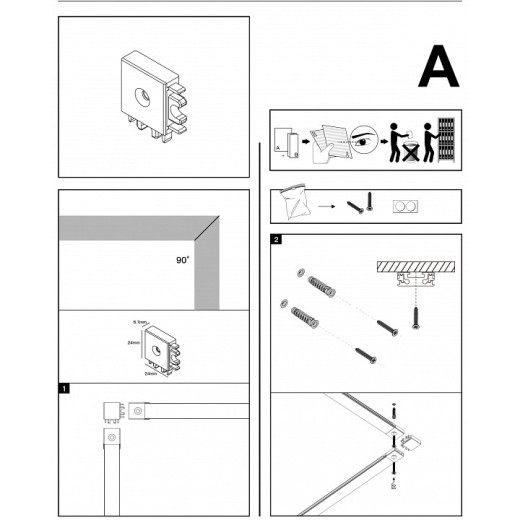 Соединитель угловой L-образный для треков накладных Denkirs AIR BASE TR5211-BK