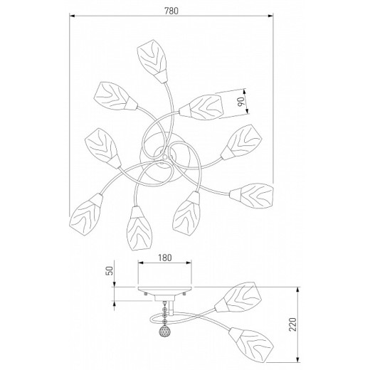 Потолочная люстра Eurosvet Virginia 2275/9 античная бронза