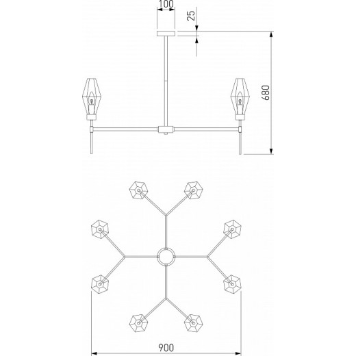 Люстра на штанге Eurosvet Prism 60143/8 латунь