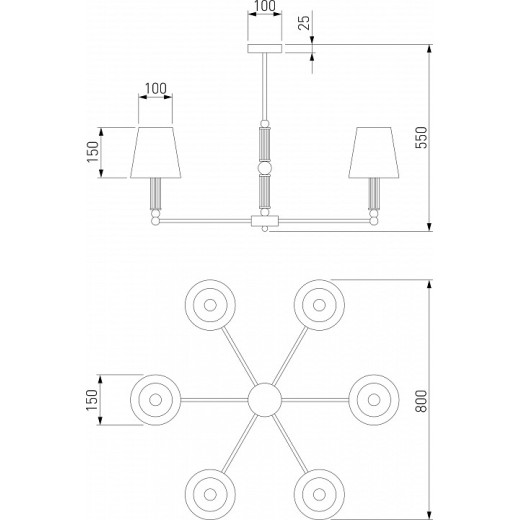 Люстра на штанге Eurosvet Conso 60145/6 латунь