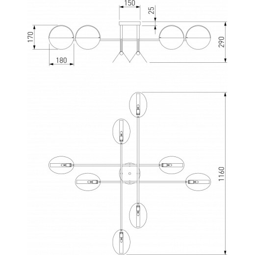 Потолочная люстра Eurosvet Grazia 70148/8 черный/золото