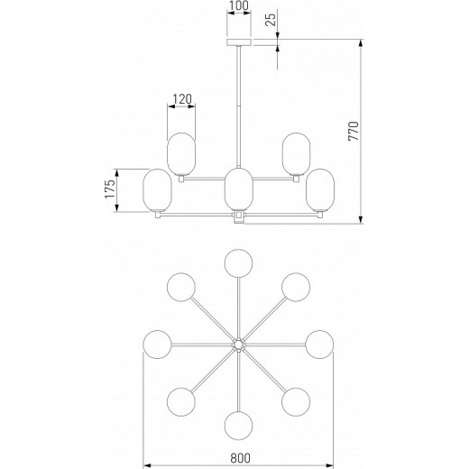 Люстра на штанге Eurosvet Loona 60161/8 латунь
