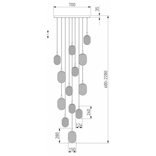 Подвесная люстра Eurosvet Pineapple 50266 дымчатый/прозрачный/янтарный