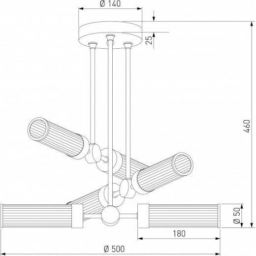 Люстра на штанге Eurosvet Oriens 60166/6 латунь